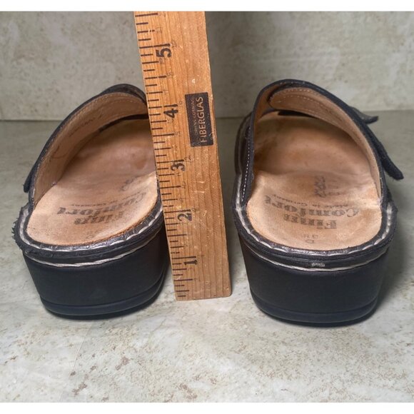 Finn Comfort Womens Black Leather Slide Sandals Size 38 Indie Boho Cottagecore - Picture 3 of 9